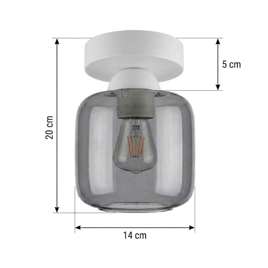 BRILAGI - LED plafondlamp RETRO GLASS 1xE27/60W/230V Ø 14 cm wit/rookgrijs