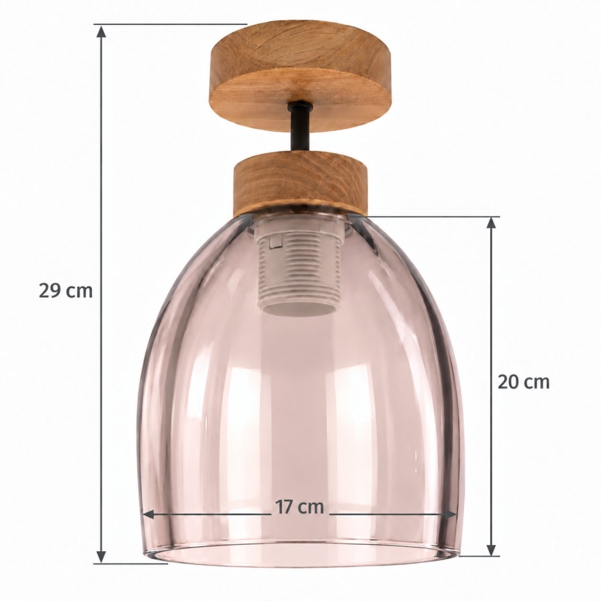 BRILAGI - LED opbouwkroonluchter RETRO GLASS 1xE27/60W/230V Ø 17 cm eiken/rookbeige