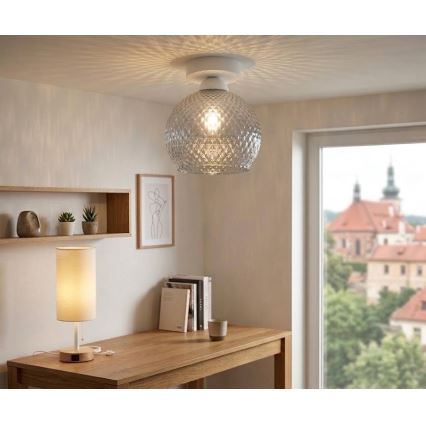 BRILAGI - LED plafondlamp RETRO GLASS 1xE27/60W/230V Ø 18 cm wit/rookgrijs