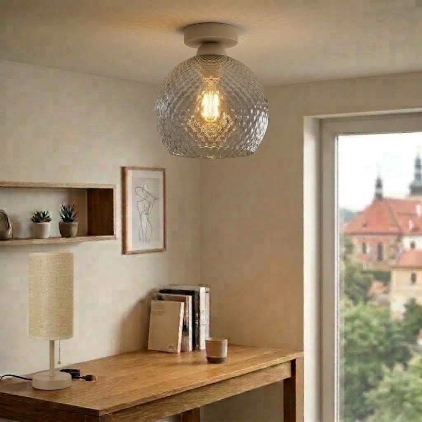 BRILAGI - LED plafondlamp RETRO GLASS 1xE27/60W/230V Ø 25 cm beige/rookgrijs