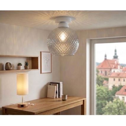 BRILAGI - LED Plafondlamp RETRO GLASS 1xE27/60W/230V Ø 25 cm wit/rookgrijs