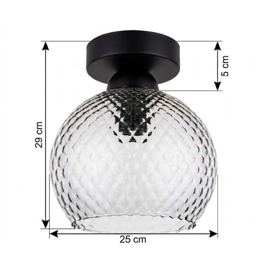 BRILAGI - LED plafondlamp RETRO GLASS 1xE27/60W/230V Ø 25 cm zwart/rookgrijs