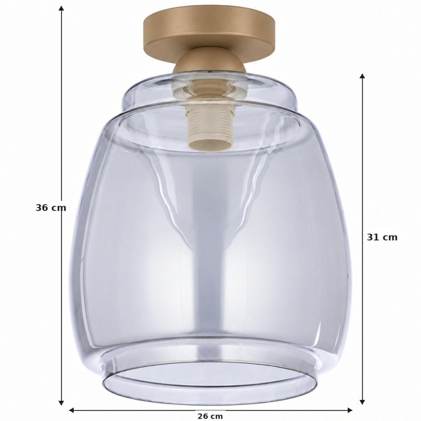 BRILAGI - LED-plafondlamp RETRO GLASS 1xE27/60W/230V Ø 26 cm beige/rookgrijs