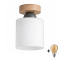 BRILAGI - LED plafondlamp RETRO GLASS 1xE27/60W/230V Ø 10 cm eiken/wit