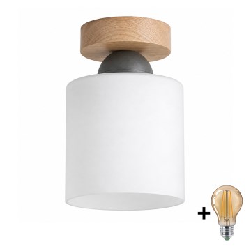 BRILAGI - LED plafondlamp RETRO GLASS 1xE27/60W/230V Ø 10 cm eiken/wit