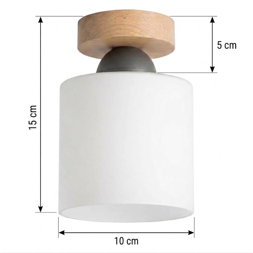 BRILAGI - LED plafondlamp RETRO GLASS 1xE27/60W/230V Ø 10 cm eiken/wit