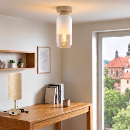 BRILAGI - LED plafondlamp RETRO GLASS 1xE27/60W/230V Ø 14 cm beige/wit