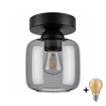 BRILAGI - LED Plafondlamp RETRO GLASS 1xE27/60W/230V Ø 14 cm zwart/rookgrijs