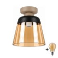 BRILAGI - LED plafondlamp RETRO GLASS 1xE27/60W/230V Ø 15,5 cm beige/rookbeige beige