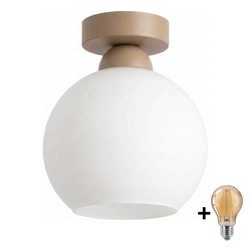 BRILAGI - LED plafondlamp RETRO GLASS 1xE27/60W/230V Ø 15 cm beige/wit