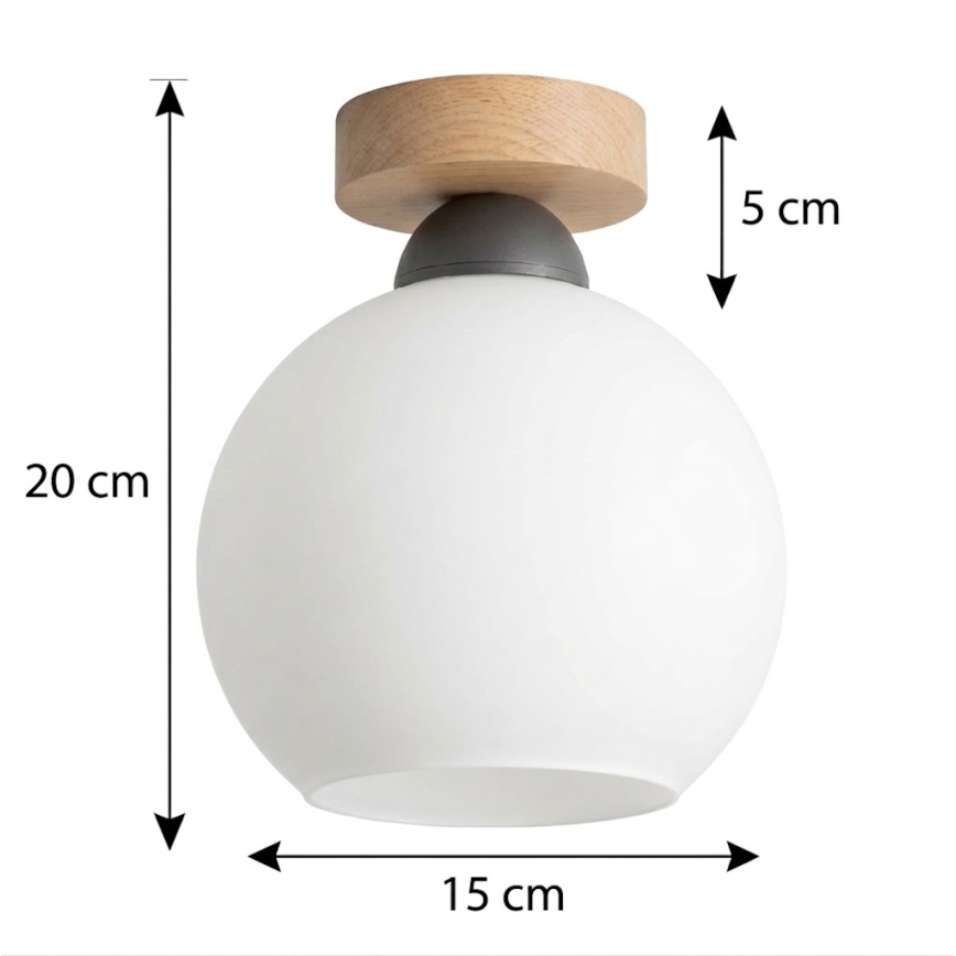 BRILAGI - LED plafondlamp RETRO GLASS 1xE27/60W/230V Ø 15 cm eiken/wit
