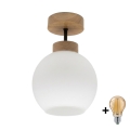 BRILAGI - LED Plafondlamp RETRO GLASS 1xE27/60W/230V Ø 15 cm eiken/wit