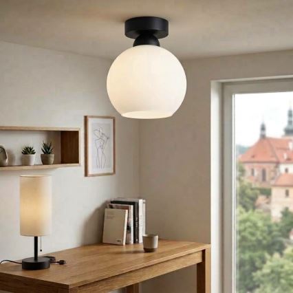 BRILAGI - LED plafondlamp RETRO GLASS 1xE27/60W/230V Ø 15 cm zwart/wit
