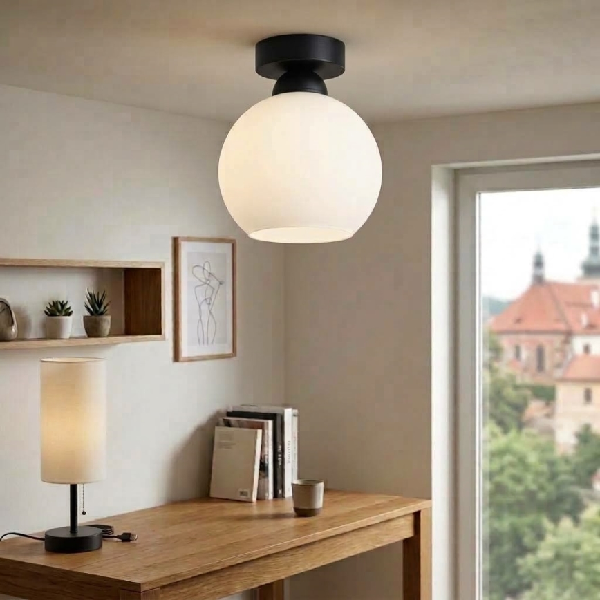 BRILAGI - LED plafondlamp RETRO GLASS 1xE27/60W/230V Ø 15 cm zwart/wit