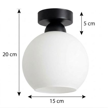 BRILAGI - LED plafondlamp RETRO GLASS 1xE27/60W/230V Ø 15 cm zwart/wit