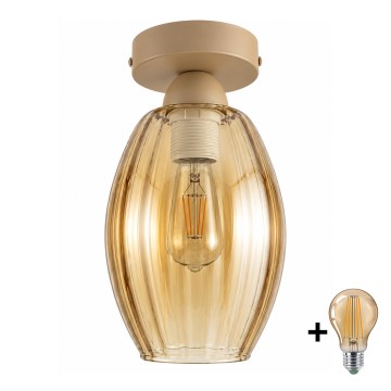 BRILAGI - LED plafondlamp RETRO GLASS 1xE27/60W/230V Ø 17 cm beige/rookbeige