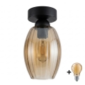 BRILAGI - LED Plafondlamp RETRO GLASS 1xE27/60W/230V Ø 17 cm zwart/rookbeige