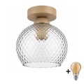 BRILAGI - LED-plafondlamp RETRO GLASS 1xE27/60W/230V Ø 18 cm beige/rookgrijs