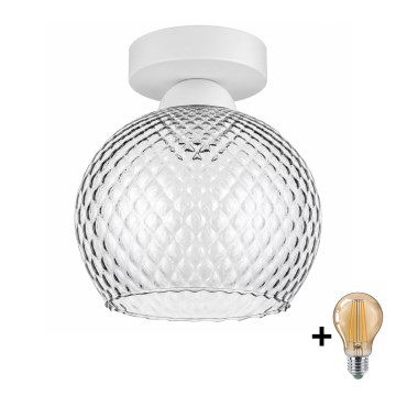 BRILAGI - LED plafondlamp RETRO GLASS 1xE27/60W/230V Ø 18 cm wit/rookgrijs