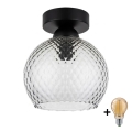 BRILAGI - LED plafondlamp RETRO GLASS 1xE27/60W/230V Ø 18 cm zwart/rookgrijs