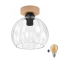 BRILAGI - LED Plafondlamp RETRO GLASS 1xE27/60W/230V Ø 25 cm eiken/helder