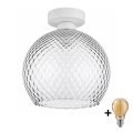 BRILAGI - LED Plafondlamp RETRO GLASS 1xE27/60W/230V Ø 25 cm wit/rookgrijs