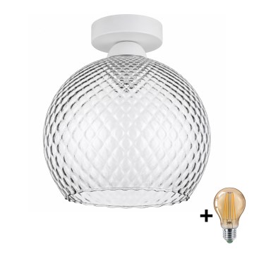 BRILAGI - LED Plafondlamp RETRO GLASS 1xE27/60W/230V Ø 25 cm wit/rookgrijs