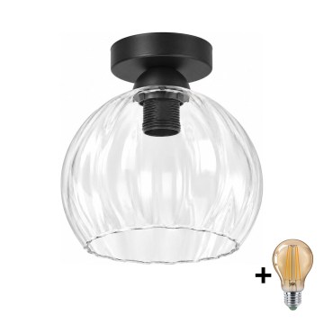 BRILAGI - LED plafondlamp RETRO GLASS 1xE27/60W/230V Ø 25 cm zwart/helder