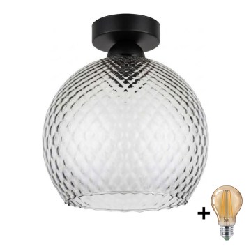 BRILAGI - LED plafondlamp RETRO GLASS 1xE27/60W/230V Ø 25 cm zwart/rookgrijs
