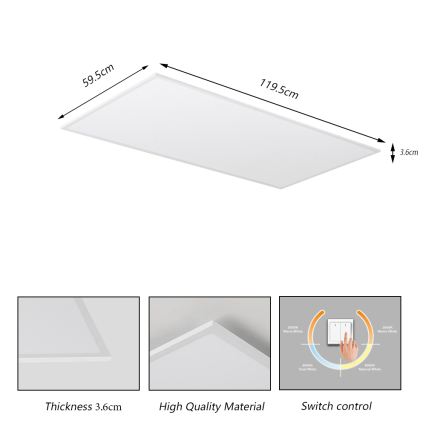 Brilagi - LED plafondlamp SLIMFRAME LED/80W/230V 120x60 cm 3000/4000/6000K wit