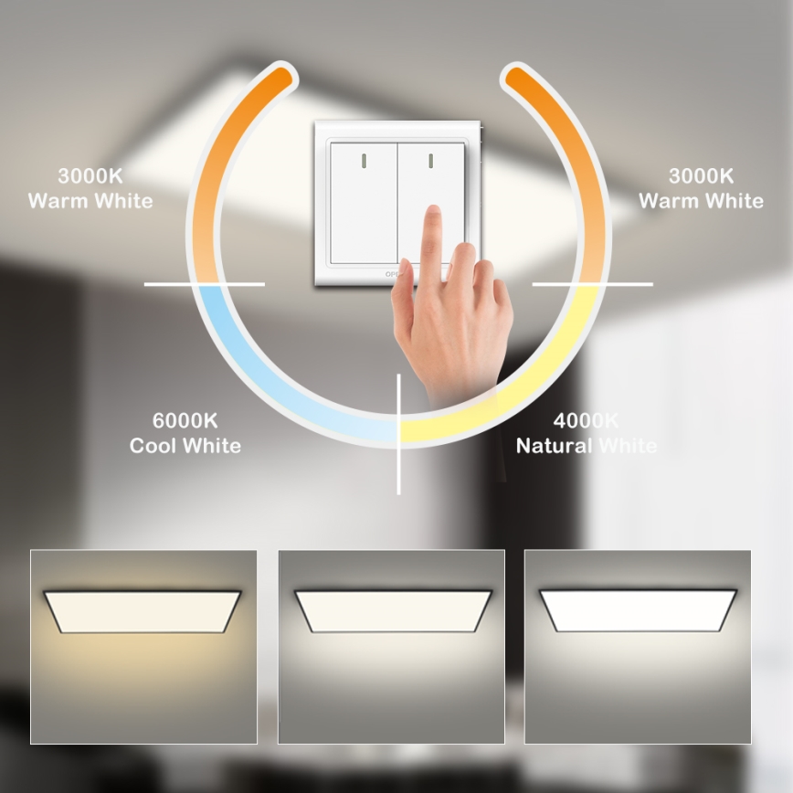 Brilagi - LED plafondlamp SLIMFRAME LED/80W/230V 120x60 cm 3000/4000/6000K zwart