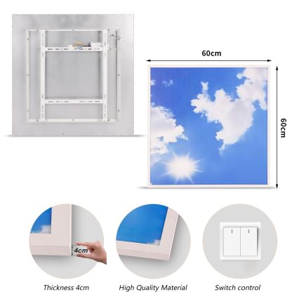 Brilagi - LED plafondlamp SLIMFRAME SKY LED/58W/230V 60x60 cm zilver/blauw