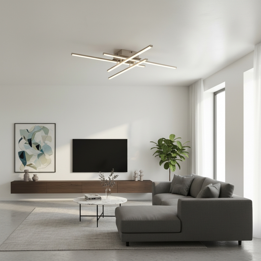 Brilagi - LED plafondlamp STRIPES LED/37W/230V 68x68 cm zilver