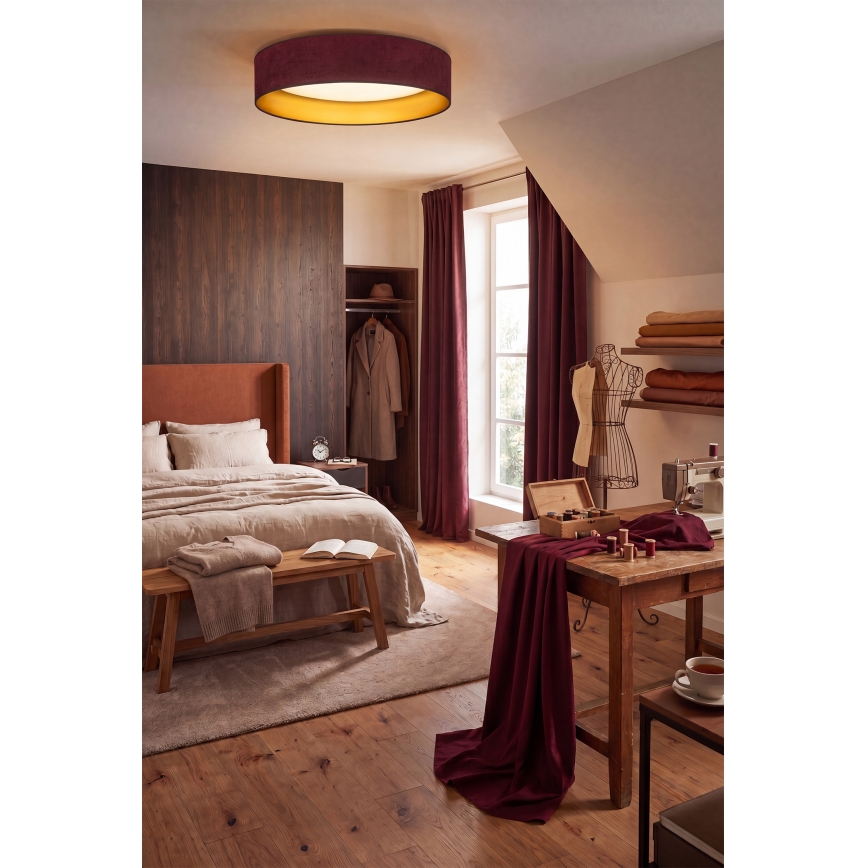 Brilagi - LED plafondlamp VELVET SIMPLE LED/36W/230V 3000K Ø 55 cm bordeaux/goud
