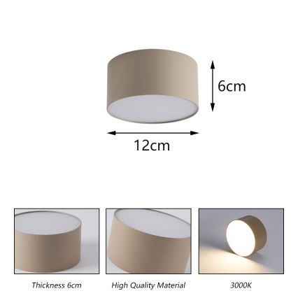 Brilagi - FORIS LED plafondlamp voor badkamer, 14W/230V, Ø 12 cm, beige, IP44