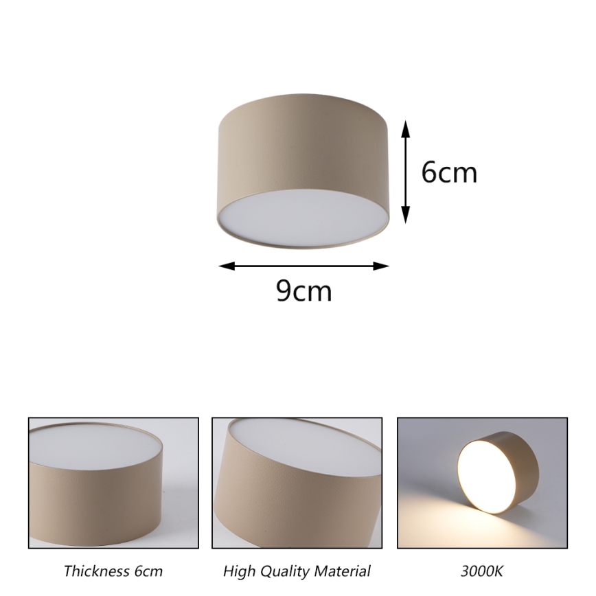 Brilagi - FORIS LED plafondlamp voor badkamer LED/9W/230V Ø 9 cm beige IP44 CRI 90