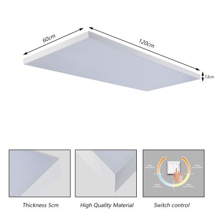 Brilagi - LED plafondlamp voor badkamer FRAME LED/96W/230V 120x60 cm 3000/4000/6000K IP44 wit