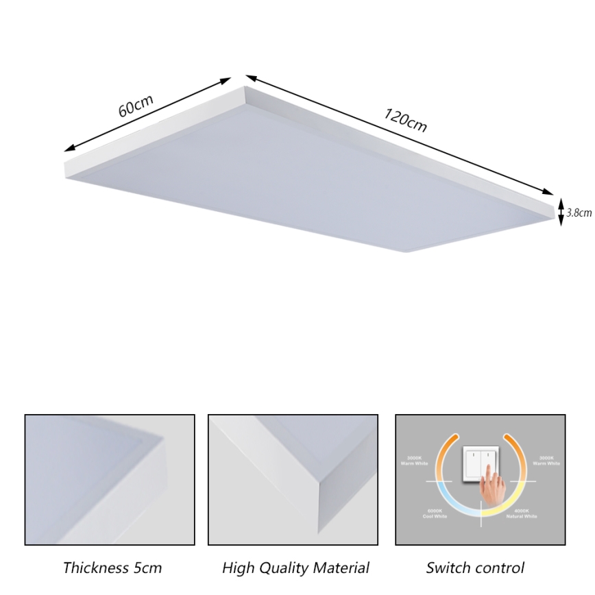 Brilagi - LED plafondlamp voor badkamer FRAME LED/96W/230V 120x60 cm 3000/4000/6000K IP44 wit