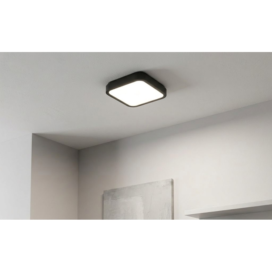 BRILAGI - ZENNA LED plafondlamp voor badkamer met sensor LED/12W/230V 24x24 cm IP44 zwart + afstandsbediening