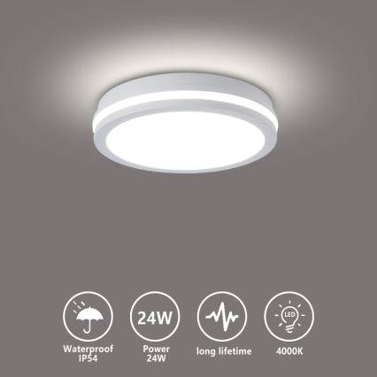 Brilagi - LED plafondlamp voor buiten BENE LED/24W/230V Ø 26 cm wit IP54