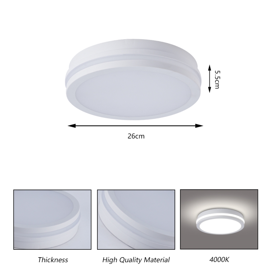 Brilagi - LED plafondlamp voor buiten BENE LED/24W/230V Ø 26 cm wit IP54
