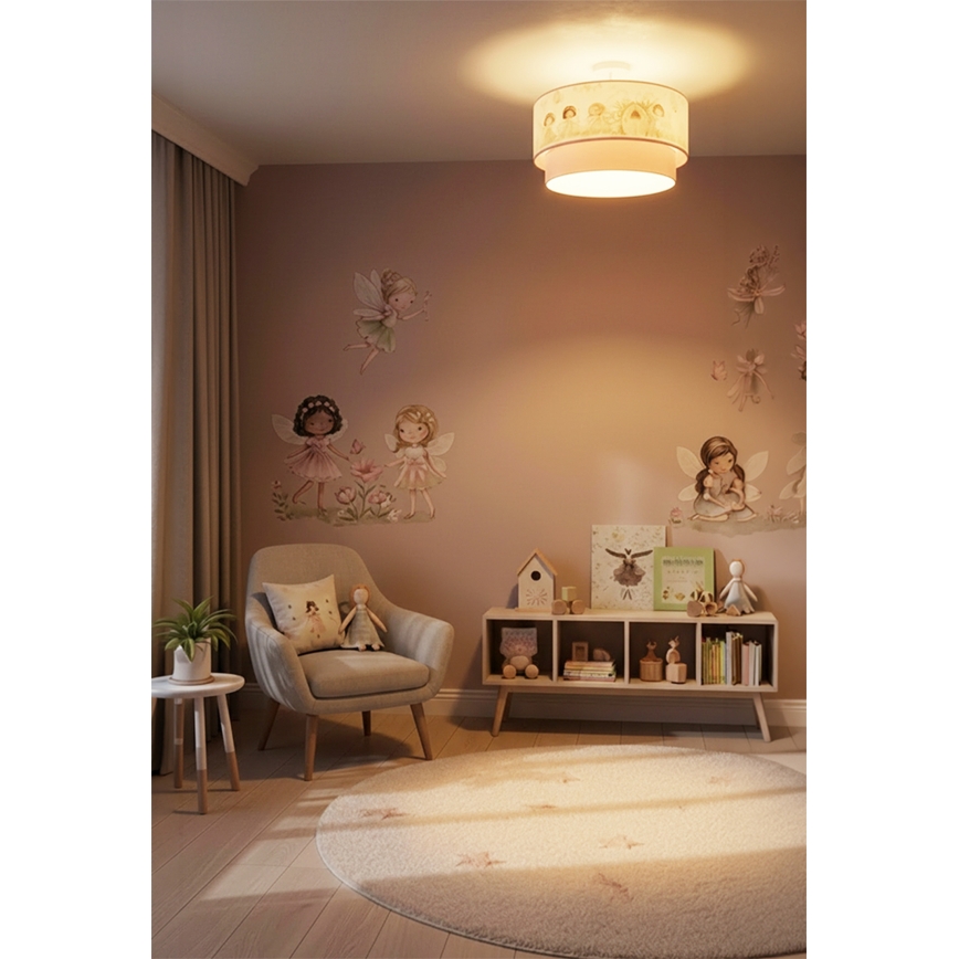 Brilagi - LED-plafondlamp voor kinderen BOBO 1xE27/10W/230V Ø 40 cm roze/feeën