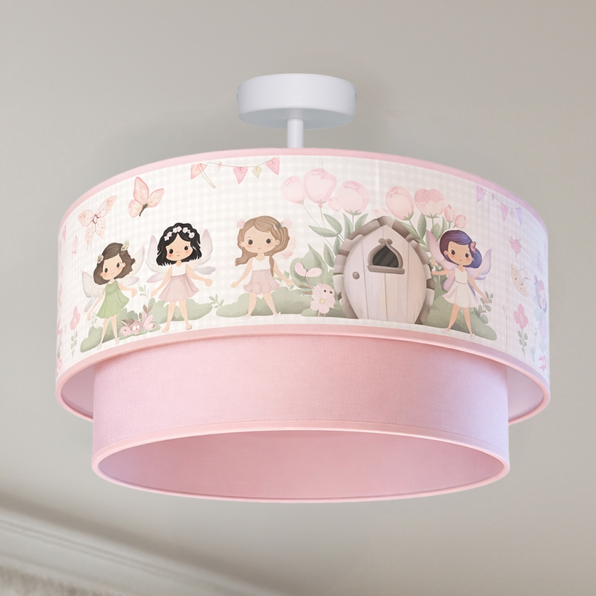 Brilagi - LED-plafondlamp voor kinderen BOBO 1xE27/10W/230V Ø 40 cm roze/feeën