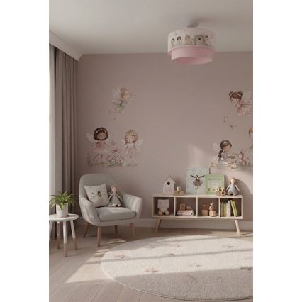 Brilagi - LED-plafondlamp voor kinderen BOBO 1xE27/60W/230V Ø 40 cm roze/feeën