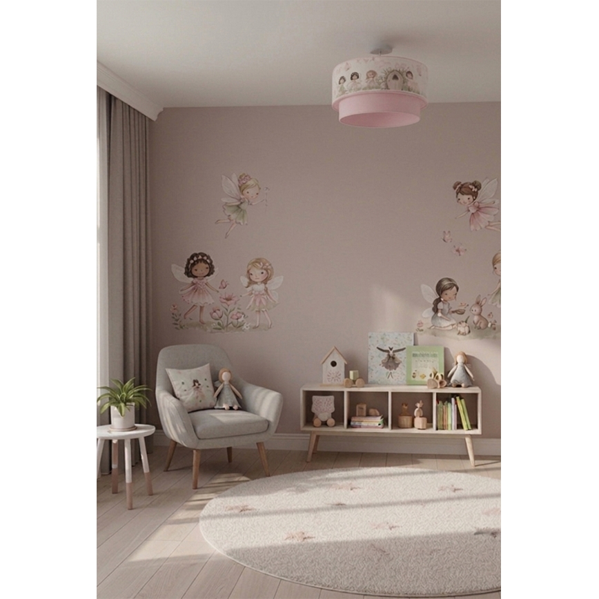 Brilagi - LED-plafondlamp voor kinderen BOBO 1xE27/60W/230V Ø 40 cm roze/feeën