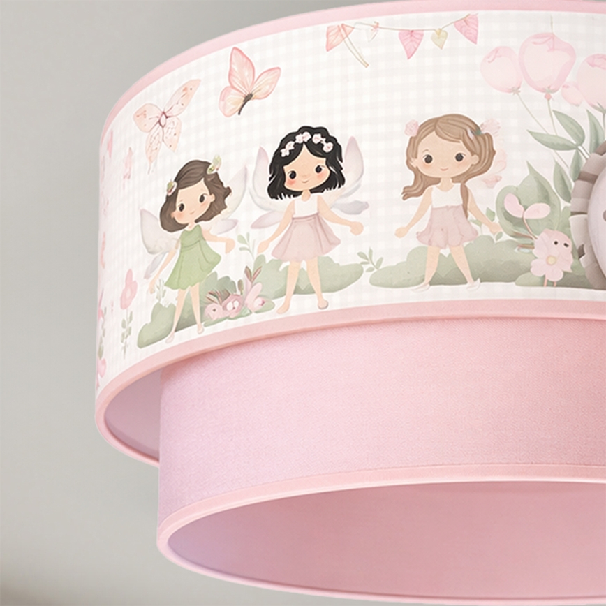 Brilagi - LED-plafondlamp voor kinderen BOBO 1xE27/60W/230V Ø 40 cm roze/feeën
