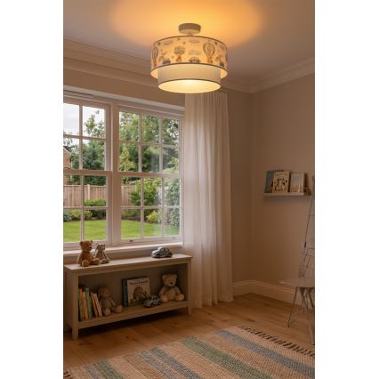 Brilagi - LED kinderlamp voor plafondmontage BOBO 1xE27/60W/230V Ø 40 cm crème/blauw met beertjes