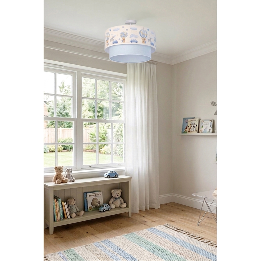 Brilagi - LED kinderlamp voor plafondmontage BOBO 1xE27/60W/230V Ø 40 cm crème/blauw met beertjes