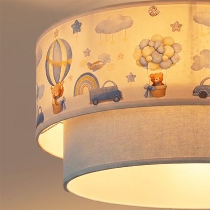 Brilagi - LED kinderlamp voor plafondmontage BOBO 1xE27/60W/230V Ø 40 cm crème/blauw met beertjes
