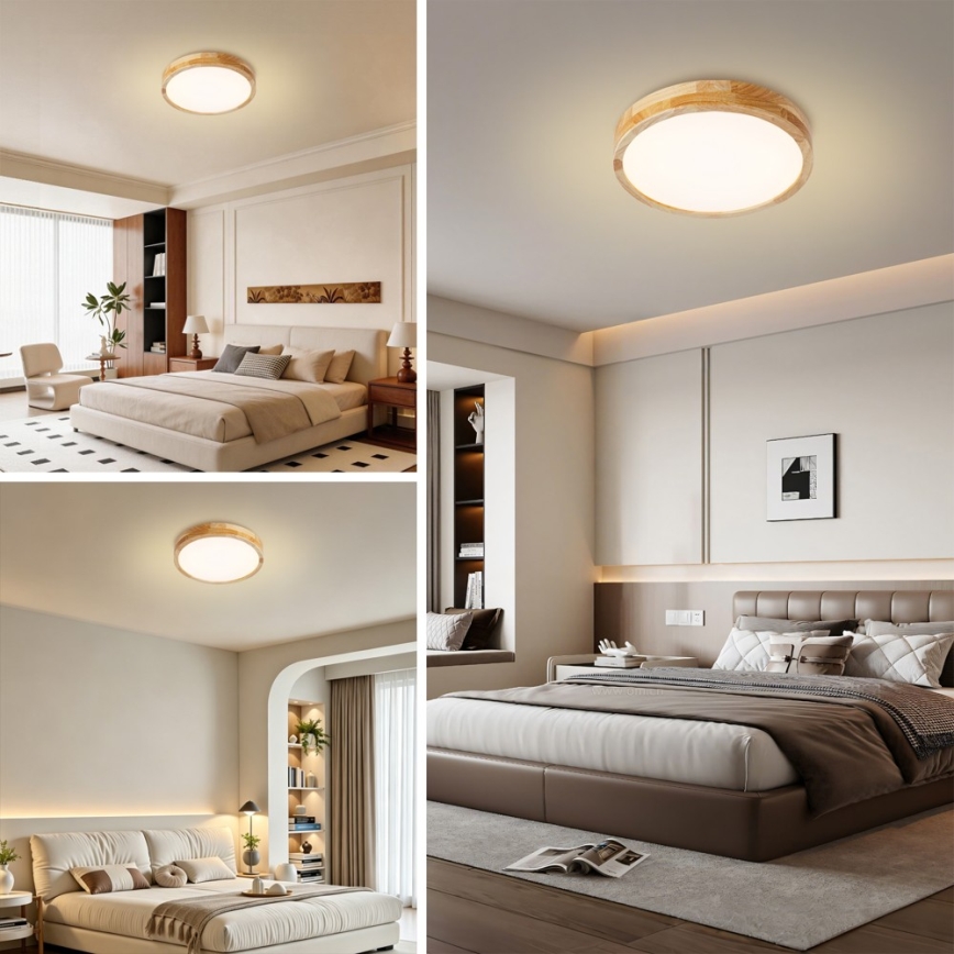 Brilagi - LED plafondlamp WOODLINE LED/24W/230V 3000/4000/6000K eiken Ø 30 cm